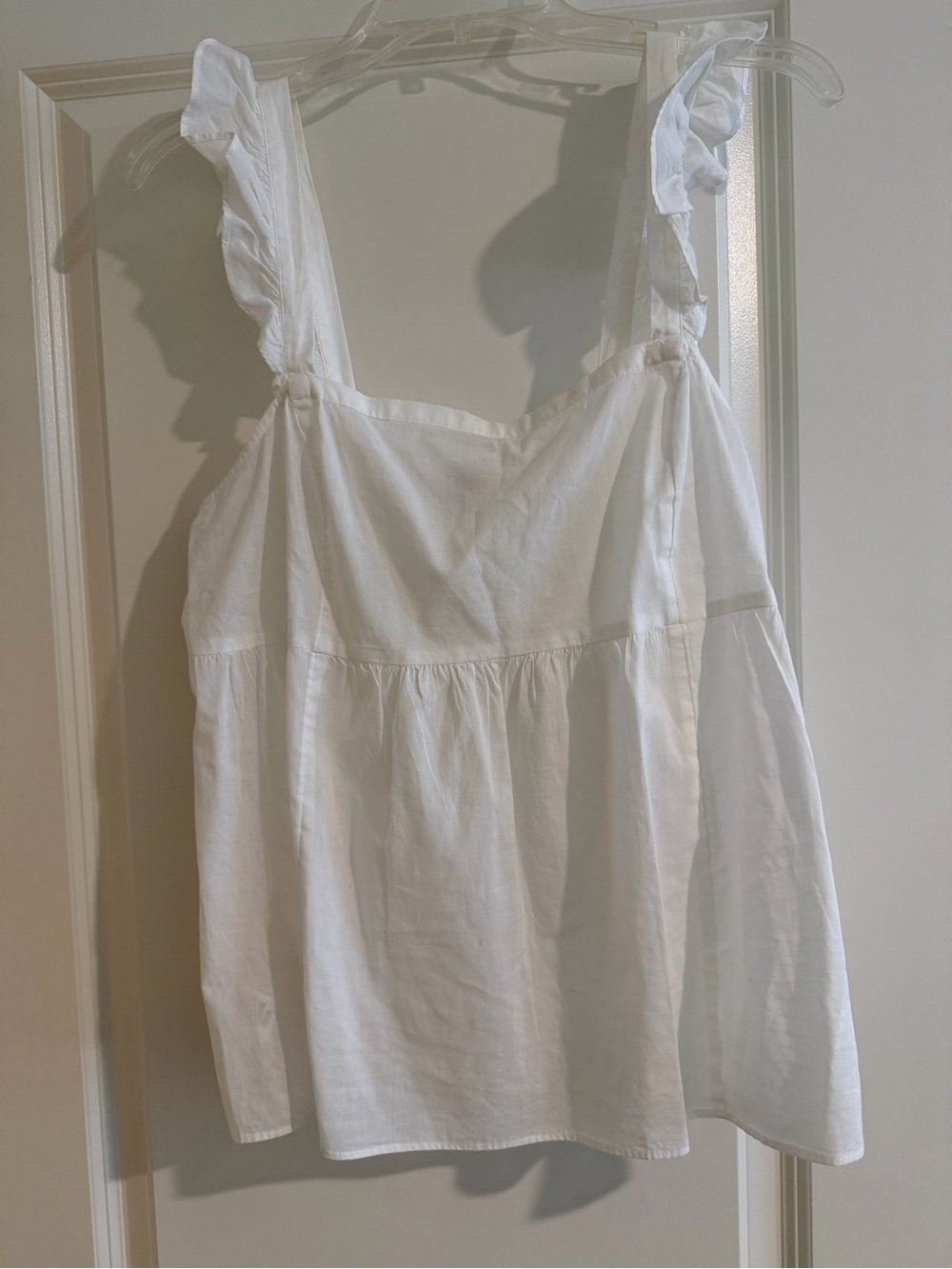 LOFT Cream Cotton Top with Embroidered Logo